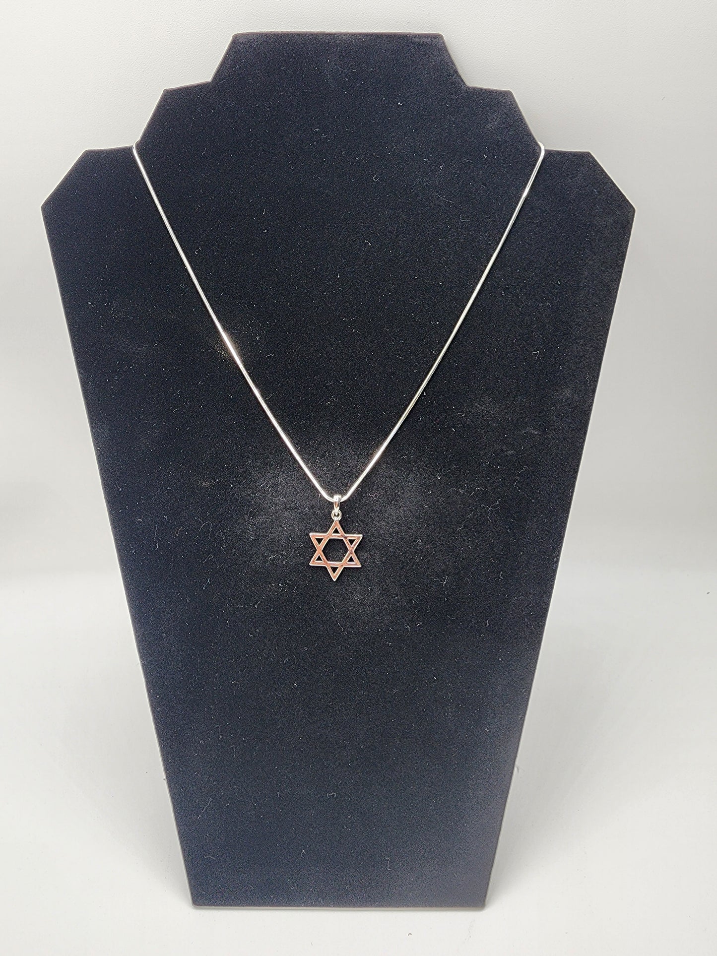 Rhodium Pendant- Large Magen David 2 cm- Silver Color, 45 cm Necklace Star of David